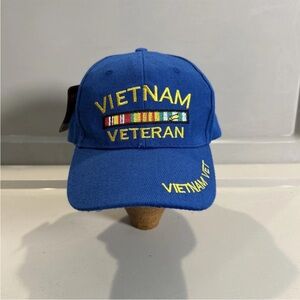 NWT Vietnam Veteran Adjustable Hat Cap Blue OSFM Embroidered Brand New
